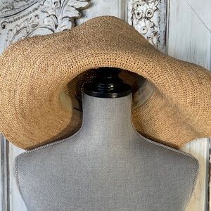 Sophia Collection LA Stylish Tan Wide-Brim Floppy Sun Hat